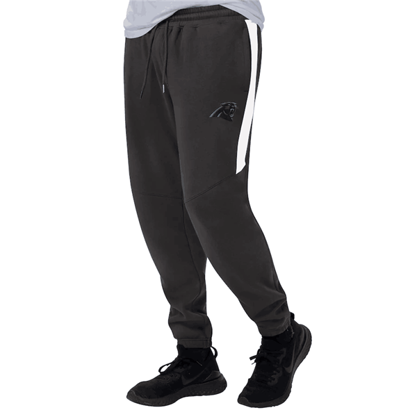 Men's Carolina Panthers Starter Black/White Goal Post Fleece Pants Men's Carolina Panthers Starter Black/White Goal Post Fleece Pants